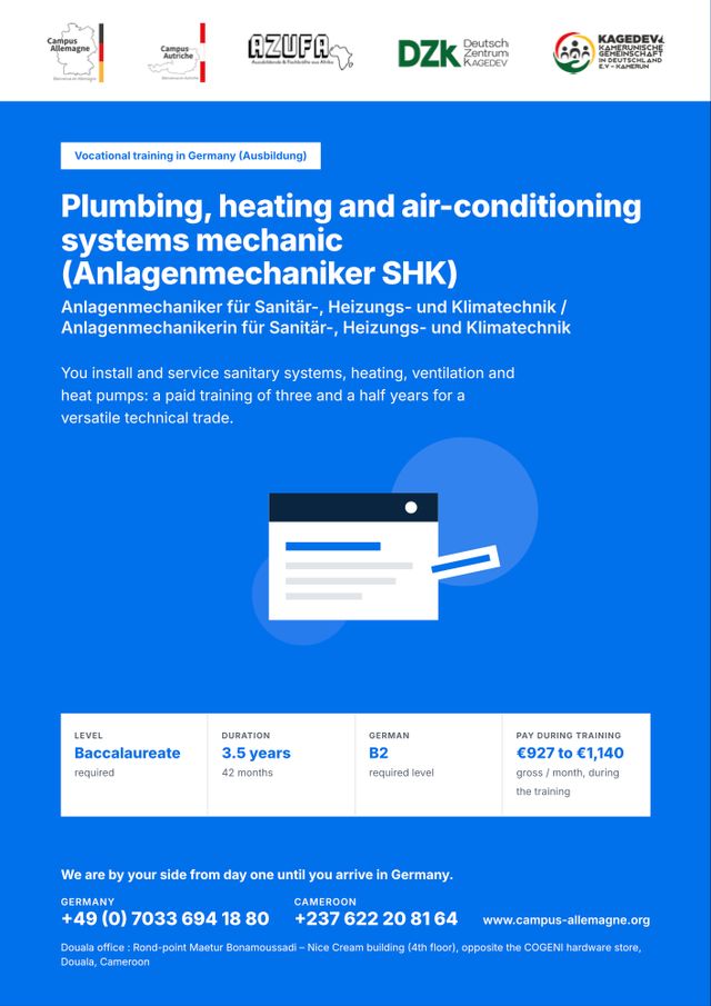 Plumbing, heating and air-conditioning systems mechanic (Anlagenmechaniker SHK)