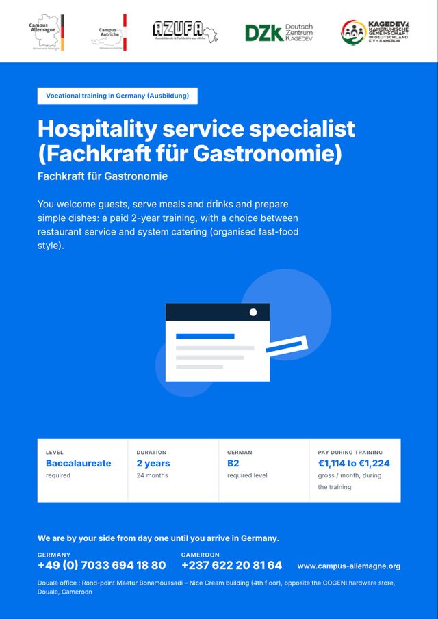 Hospitality service specialist (Fachkraft für Gastronomie)