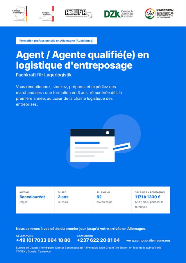 Agent / Agente qualifié(e) en logistique d'entreposage