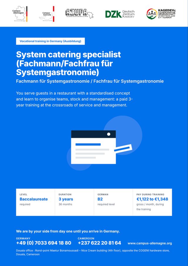 System catering specialist (Fachmann/Fachfrau für Systemgastronomie)