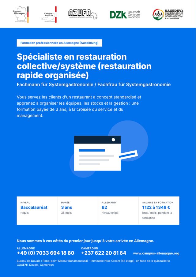 Spécialiste en restauration collective/système (restauration rapide organisée)