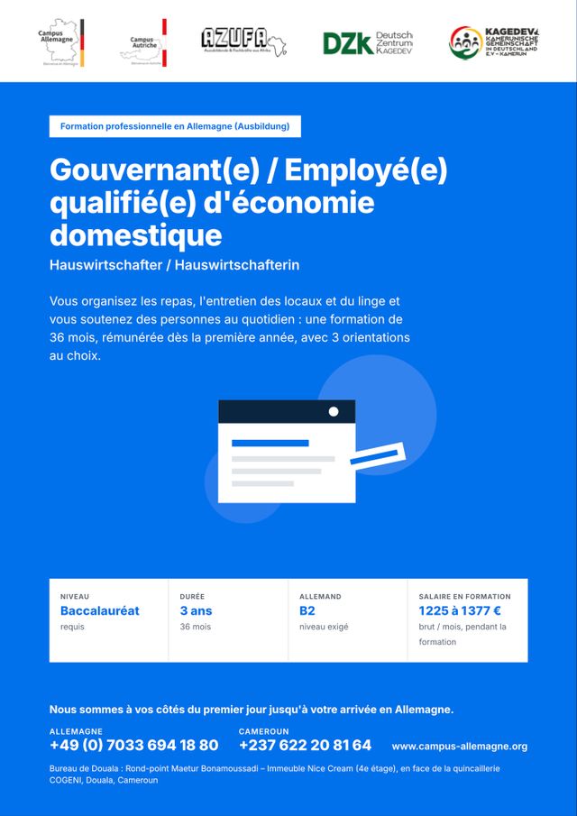 Gouvernant(e) / Employé(e) qualifié(e) d'économie domestique