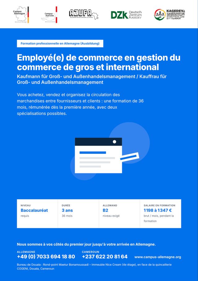 Employé(e) de commerce en gestion du commerce de gros et international