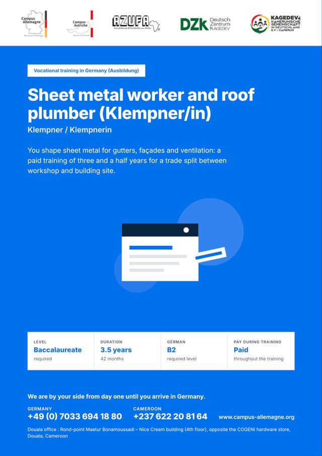 Sheet metal worker and roof plumber (Klempner/in)