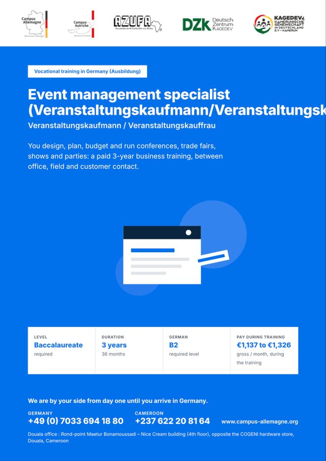Event management specialist (Veranstaltungskaufmann/Veranstaltungskauffrau)