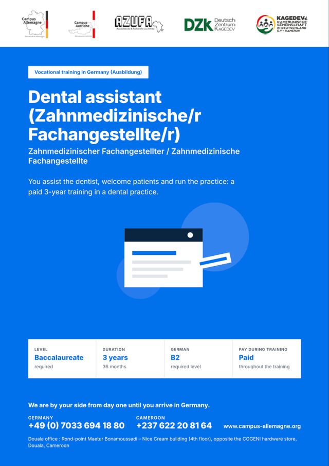 Dental assistant (Zahnmedizinische/r Fachangestellte/r)