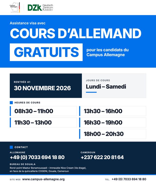 Free German courses: intake of 30 November 2026